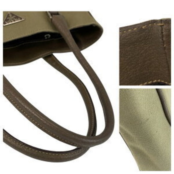 PRADA Triangle Khaki Brown Tote Bag - Picture 8 of 9
